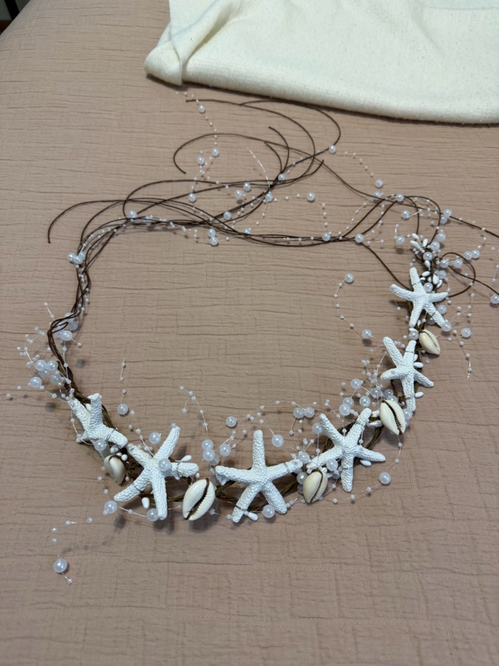 Seashell & Starfish Beach Hair Headpiece- White Pearls